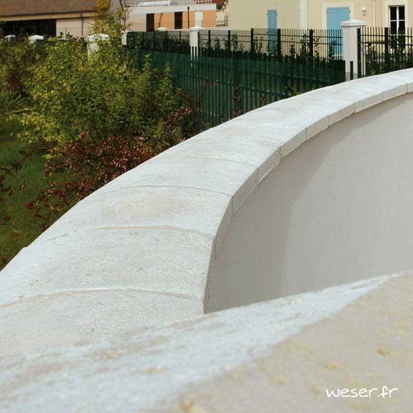 Couvre-mur Vieille pierre Arrondi - largeur 33 cm - Coloris Blanc Tradition