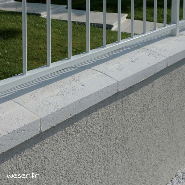 Couvre-mur Vieille pierre Arrondi - largeur 33 cm - Coloris Blanc Tradition