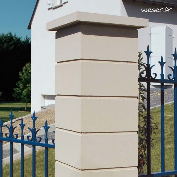Chapeau Plat pour pilier de clôture - largeur 40 - Ton pierre