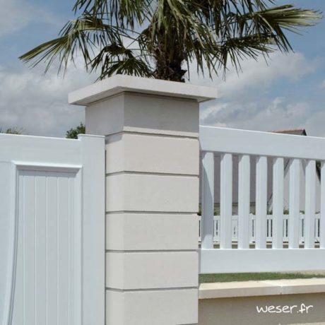 Chapeau Plat pour pilier de clôture - largeur 50 - Blanc cassé
