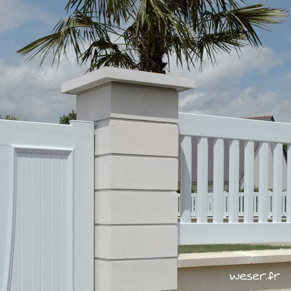 Chapeau Plat pour pilier de clôture - largeur 50 - Blanc cassé