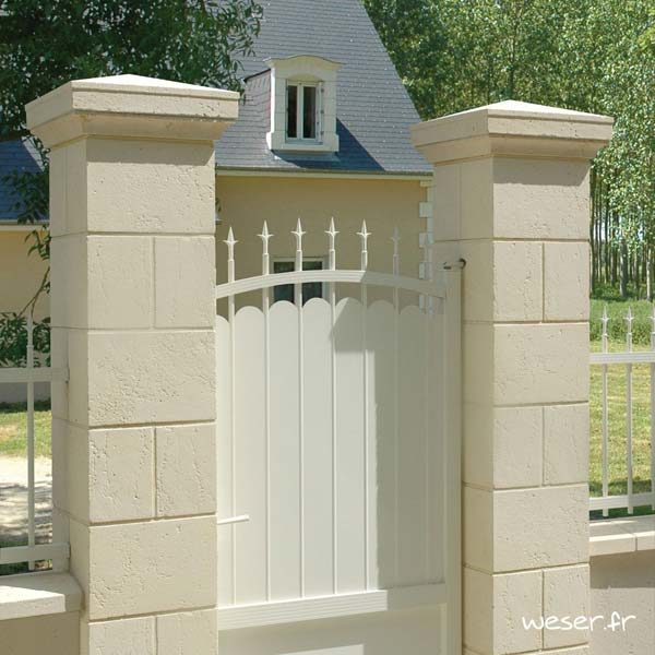 Pilier de clôture et portail Amboise - Coloris Crème