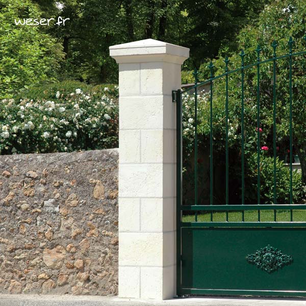 Pilier de clôture et portail Amboise avec joints - Coloris Crème