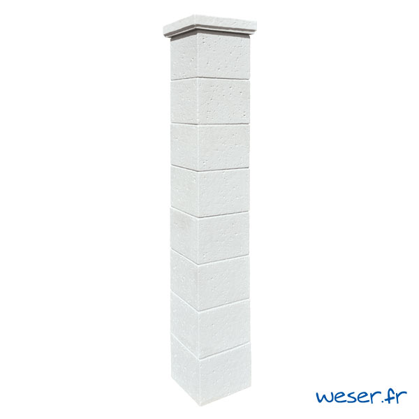 Kit portillon de 1 Pilier complet de clôture et de portail Chaumont Weser - Blanc tradition