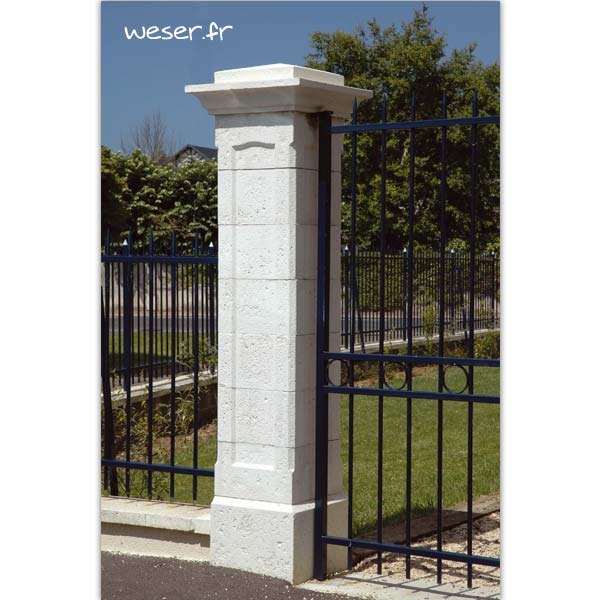 Pilier de clôture et de portail Chambord Weser - Blanc tradition