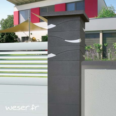 Pilier de clôture ou de portail Ondéa Weser - largeur 39 cm - Dark