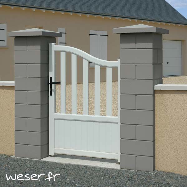 Pilier de clôture ou de portail Lisse Weser - Largeur 38 cm - Gris