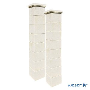 Kit portail de 2 Piliers complets de clôture et de portail Chaumont Weser - Crème