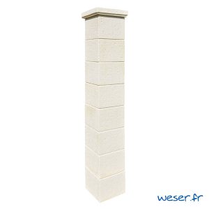 Kit portillon de 1 Pilier complet de clôture et de portail Chaumont Weser - Crème
