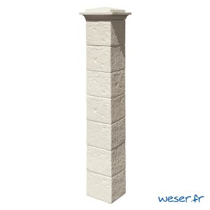 Kit portillon de 1 Pilier complet de clôture et de portail Cheverny Weser - largeur 30 cm - Crème