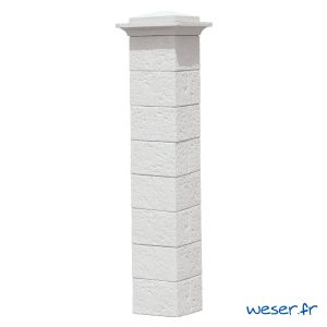 Kit portillon de 1 Pilier complet de clôture et de portail Cheverny Weser - largeur 38 cm - Blanc tradition