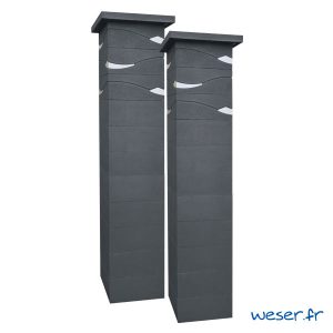 Kit portail de 2 piliers de clôture ou de portail Ondéa Weser - largeur 39 cm - Dark