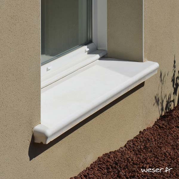 Appui de fenêtre Accordance largeur 34 cm Weser - en pierre reconstituée coulée - Coloris Blanc Tradition