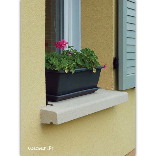 Appui de fenêtre nez arrondi largeur 35 cm Weser - en pierre reconstituée compactée - coloris Blanc Cassé