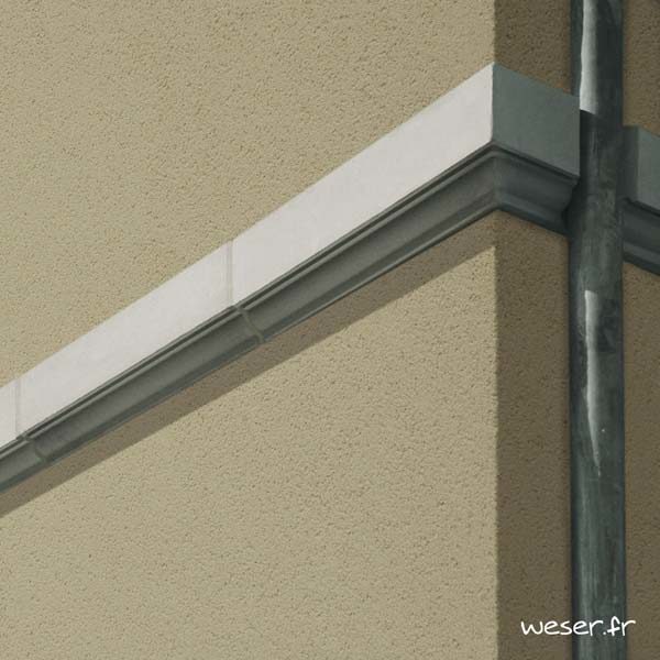 Bandeau à agrafer pour façade Weser - en pierre reconstituée compressée - Coloris Blanc Cassé