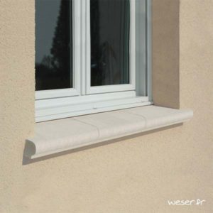 Tablette d'appui de fenêtre largeur 35 cm Weser - en pierre reconstituée compactée - Coloris Blanc Cassé