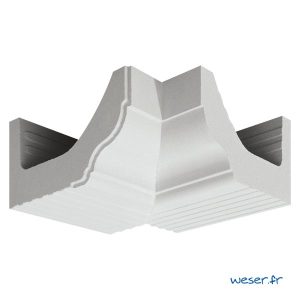Corniche Doucine avec faux-joint pour façade angle intérieur Weser - en pierre reconstituée compressée - Coloris Blanc Cassé