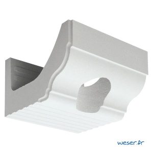 Corniche Doucine avec faux-joint pour façade avec creux pour descente des eaux pluviales Weser - en pierre reconstituée compressée - Coloris Blanc cassé