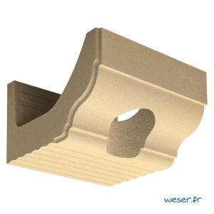 Corniche Doucine avec faux-joint pour façade avec creux pour descente des eaux pluviales Weser - en pierre reconstituée compressée - Coloris Ton pierre