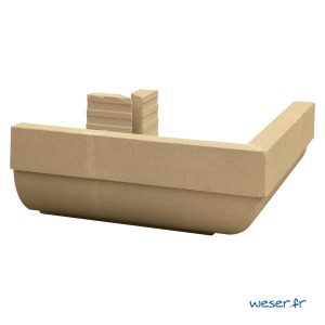 Corniche Quart de Rond angle extérieur pour façade Weser - en pierre reconstituée compactée - Coloris Ton pierre