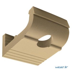 Corniche Quart de Rond avec creux pour descente des eaux pluviales pour façade Weser - en pierre reconstituée compactée - Coloris Ton pierre