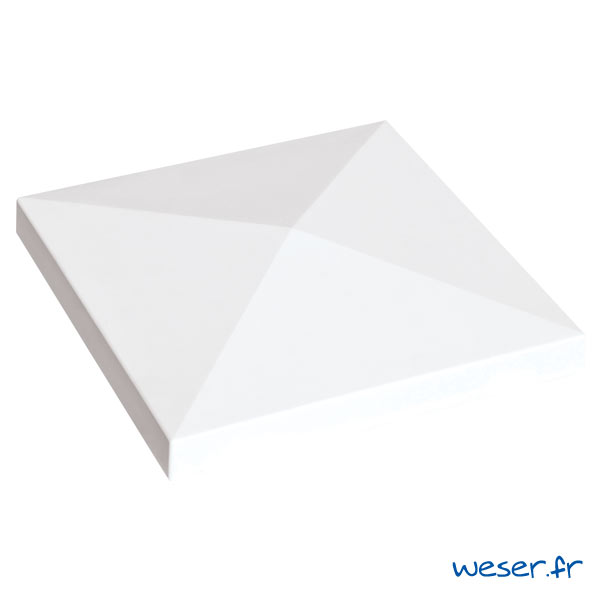 Chapeau de pilier Pointe de diamant Pierre Lisse - largeur 40 - Blanc Tradition - WESER