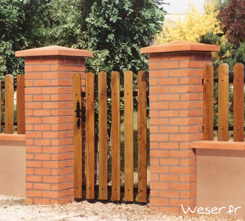 Pilier de clôture aspect Brique WESER - Brique couleur joint gris