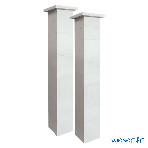 Kit deux piliers de clôture complets ACCESS largeur 29 cm - PACCESS29CPLB - Blanc cassé