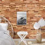 Mockup frame in bedroom interior background, Coastal boho style, 3d render
