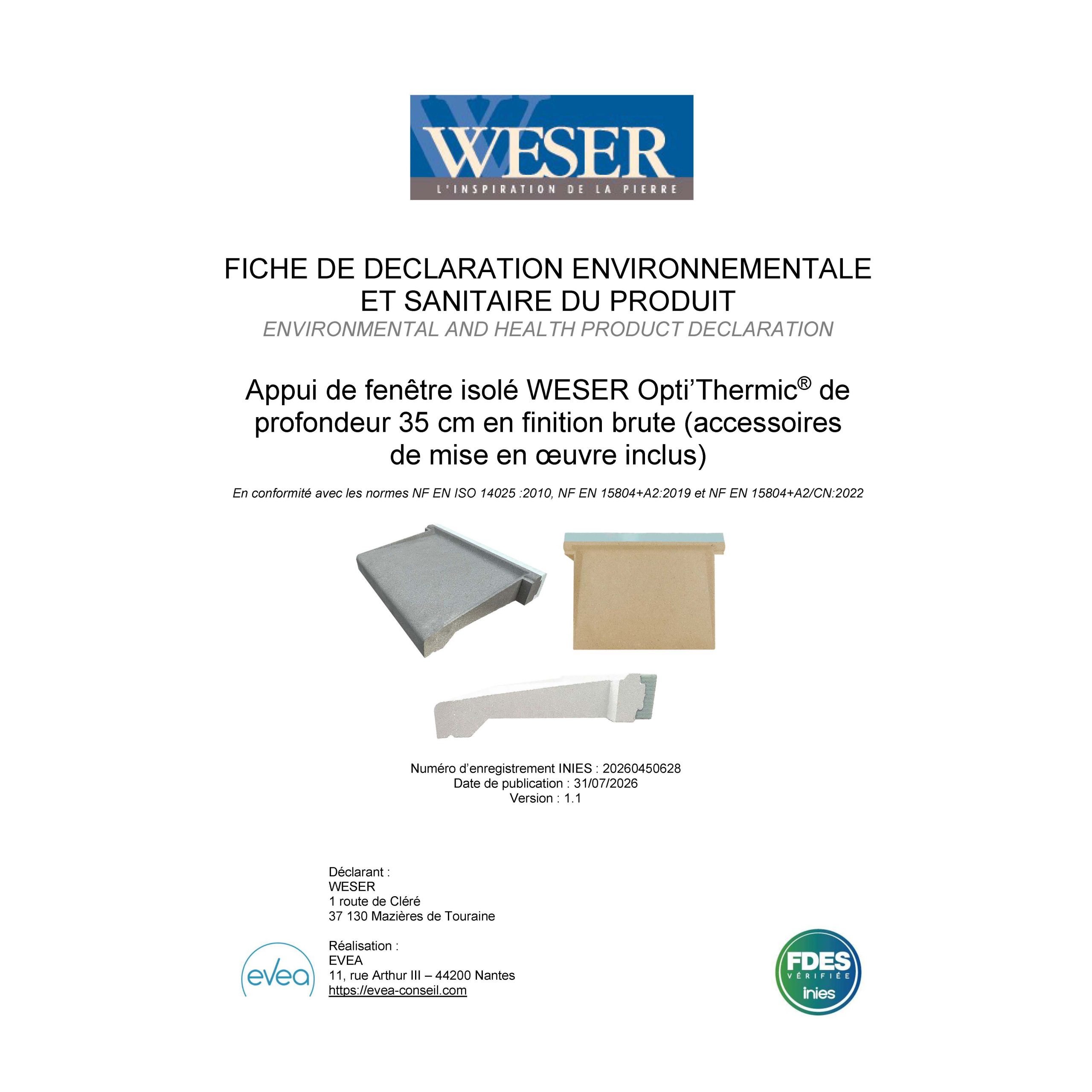 FDES appui de fenêtre OptiThermic page de garde